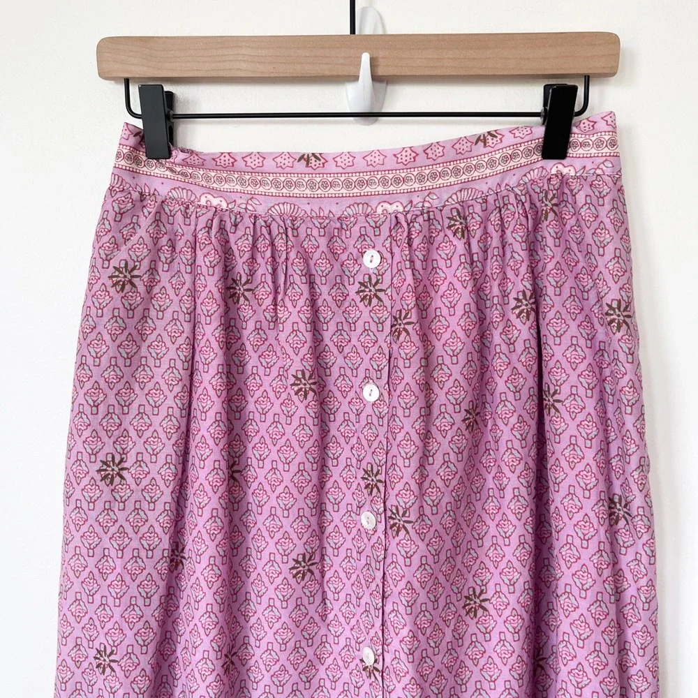 NEW Xirena Taryn Cotton Silk Midi Skirt Pink Posey Womens Medium - Picture 3 of 11
